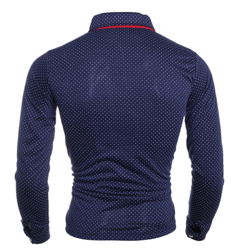New Spring Fashion Men's Long Sleeve Polo Shirt