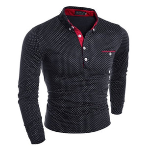 New Spring Fashion Men's Long Sleeve Polo Shirt