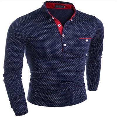 New Spring Fashion Men's Long Sleeve Polo Shirt