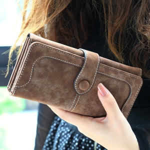 Faux Suede™ - Long Wallet Women Matte Leather Lady Purse