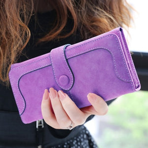 Faux Suede™ - Long Wallet Women Matte Leather Lady Purse