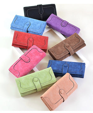 Faux Suede™ - Long Wallet Women Matte Leather Lady Purse