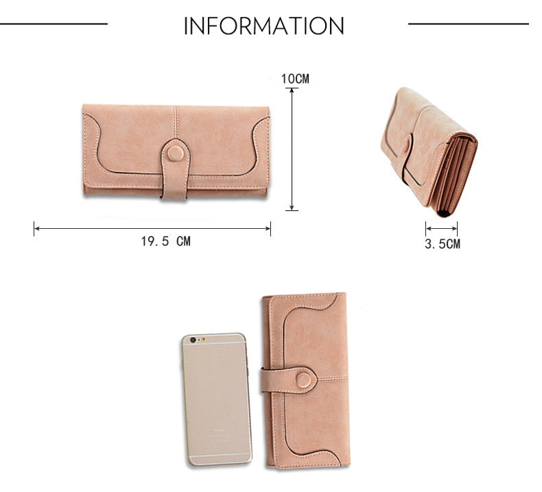 Faux Suede™ - Long Wallet Women Matte Leather Lady Purse