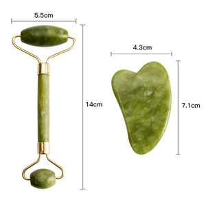 Jade Roller Anti-Aging Face Massager and Gua Sha Jade Stone
